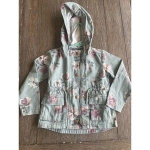 Baby Girl OshKosh B'Gosh Green Floral Button Front Jacket Sz 2T